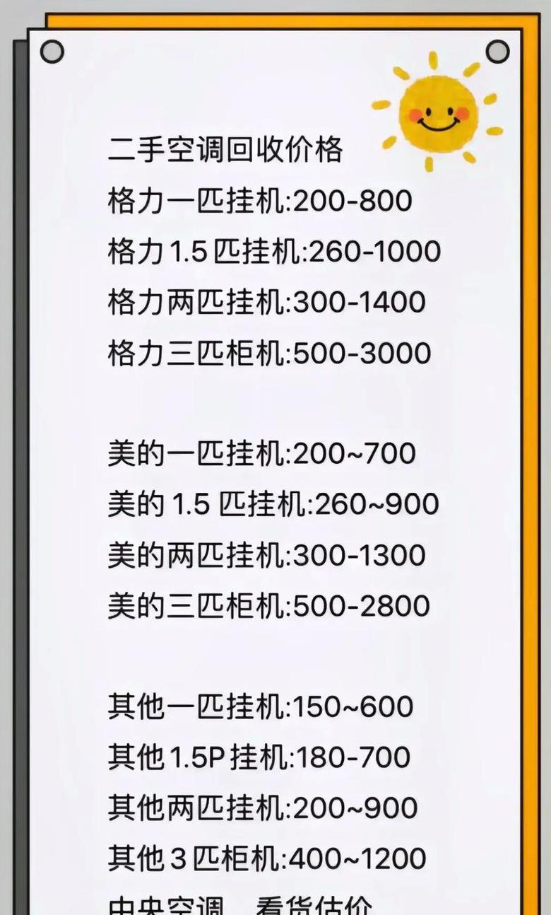 2023年废旧空调回收价格指南